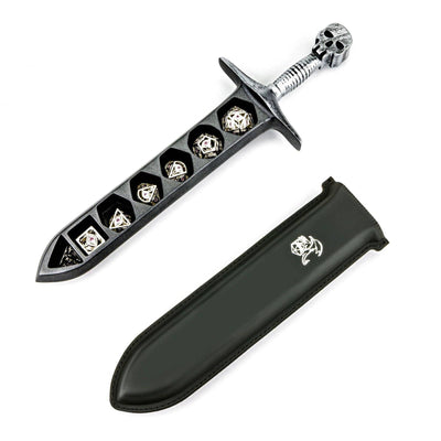 Wholesale Grim Dagger Dice Case with sheath cover - Silver