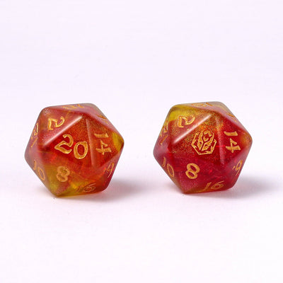 Wyrmforged Rollers Rounded Edge 8 Piece Polyhedral Dice Set Phoenix Feather