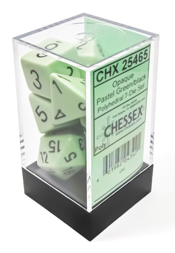 Opaque Polyhedral Pastel Green/black 7-Die Set