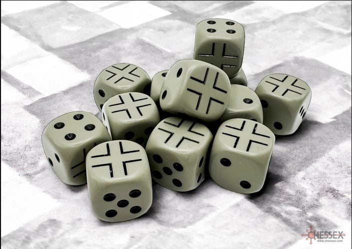 WW2 dice German Opaque Dark Grey/black 16mm d6 Dice Block