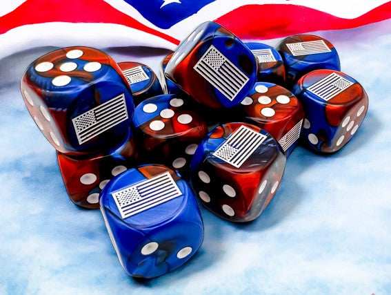 WW2 Dice United States Gemini Blue-Red/white 16mm d6 Dice Block