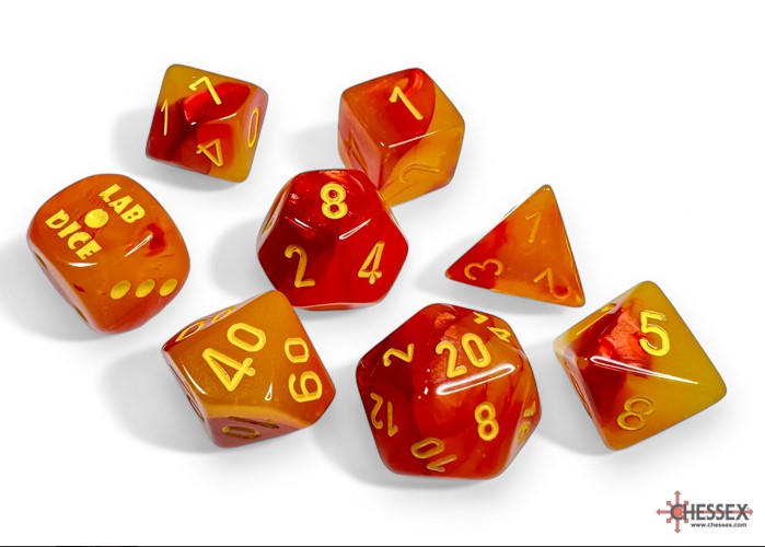 Lab Dice 8 Gemini Gellow Red/yellow Luminary 7-Die Set (with bonus die)