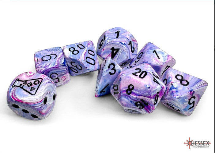 Lab Dice 8 Festive Hydrangea/black Polyhedral 7-Die Set (with bonus die)