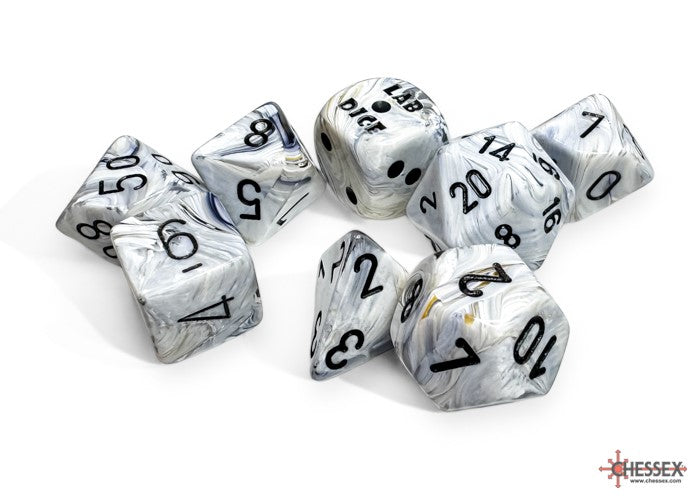 Lab Dice 8 Marble Calcite/black Polyhedral 7-Die Set (with bonus die)