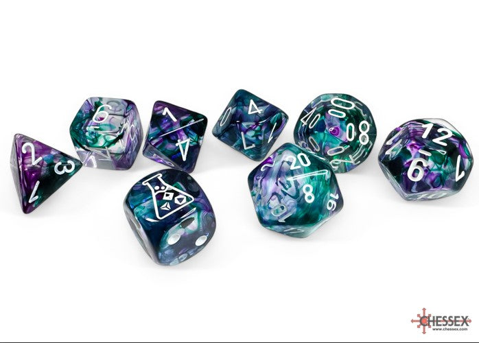 Lab Dice 8 Nebula Fluorite/white Polyhedral 7-Die Set (with bonus die)