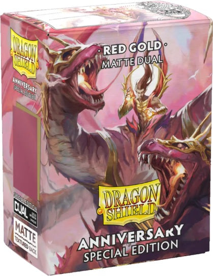 Dragon Shields: (100) Matte Dual - 25th Special Edition Red / Gold