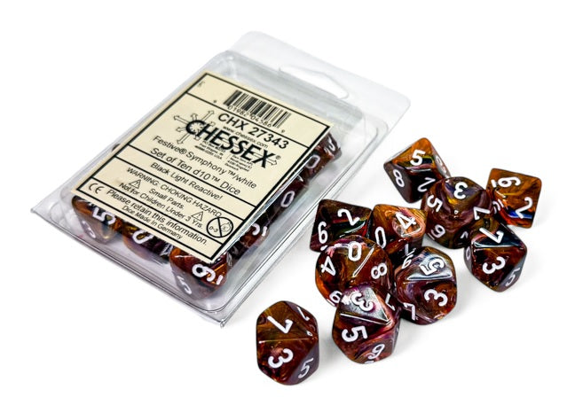 Festive Symphony/white Set of Ten d10s