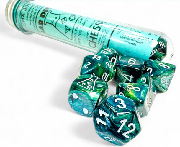 Lab Dice 9 Lustrous Neptune/grey Polyhedral 7-Die Set (with bonus die)