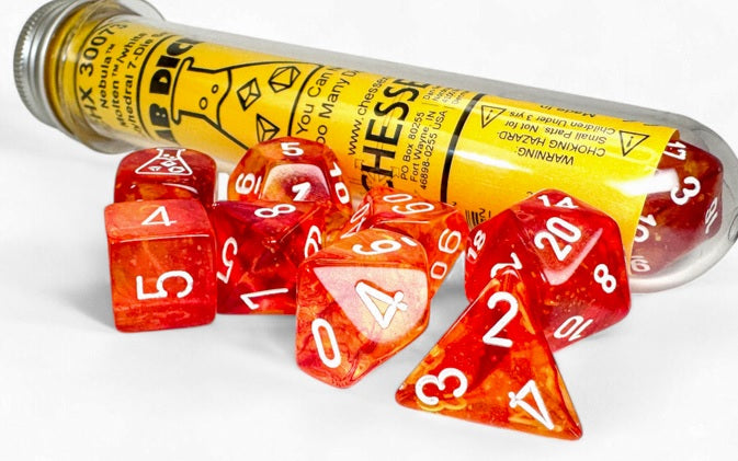 Lab Dice 9 Nebula Molten/white Polyhedral 7-Die Set (with bonus die)