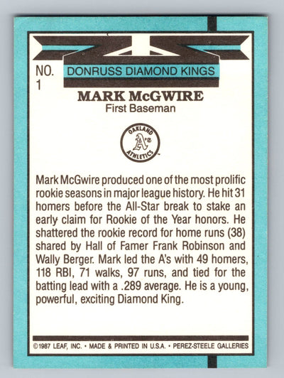 1988 Donruss #1a Mark McGwire