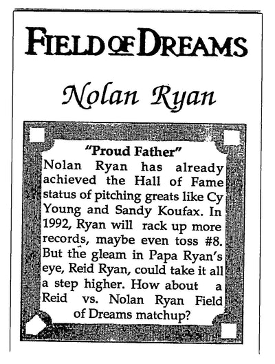 1991 Field of Dreams (unlicensed) #NNO Nolan Ryan