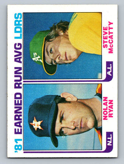 1982 Topps #167 '81 Earned Run Average Leaders (Nolan Ryan / Steve McCatty)