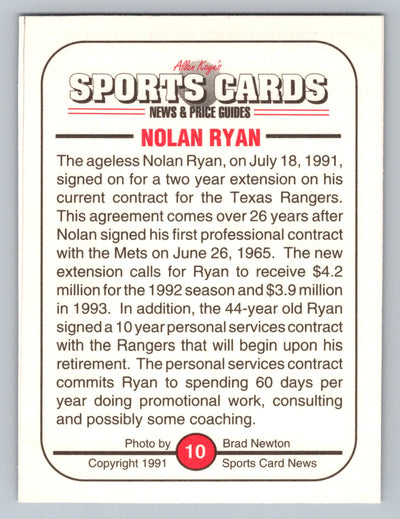 1991 Allan Kaye's Sports Cards News Magazine - 1991 #10 Nolan Ryan