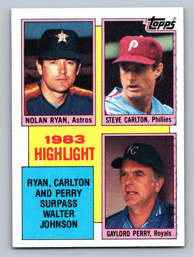 1984 Topps #4 Nolan Ryan / Steve Carlton / Gaylord Perry