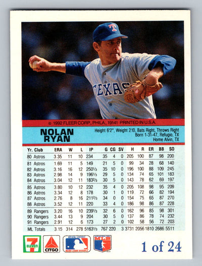 1992 Fleer 7-Eleven/Citgo The Performer #1 Nolan Ryan