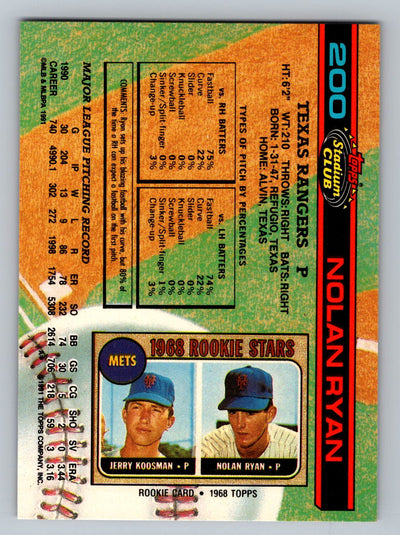 1991 Stadium Club #200 Nolan Ryan