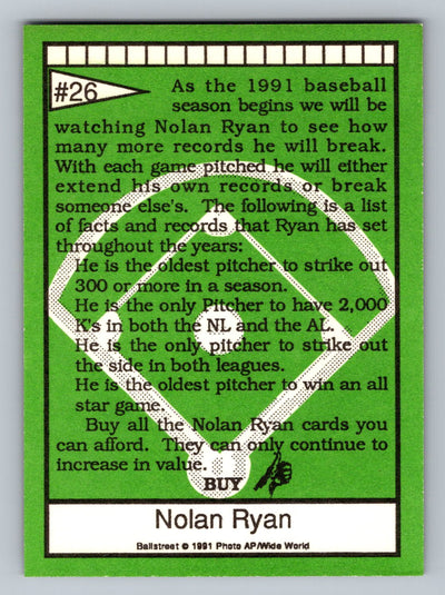 1991 Ballstreet #26 Nolan Ryan