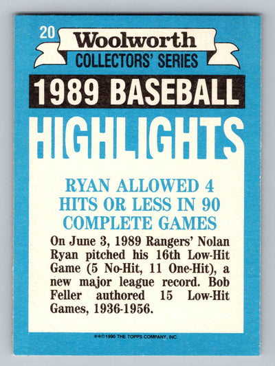 1990 Topps Woolworth Baseball Highlights #20 Nolan Ryan