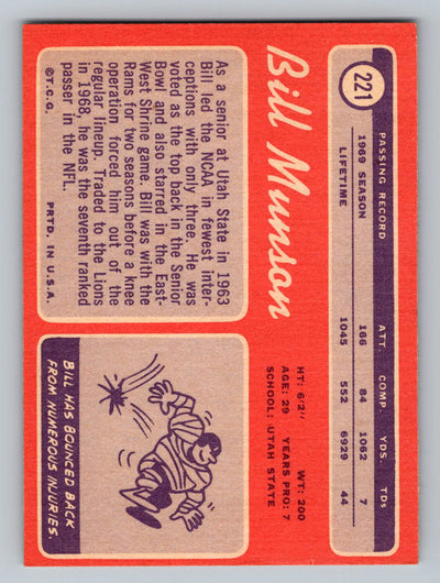 1970 Topps #221 Bill Munson