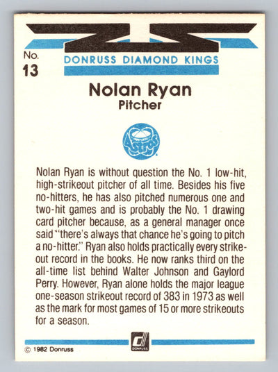 1982 Donruss #13 Nolan Ryan