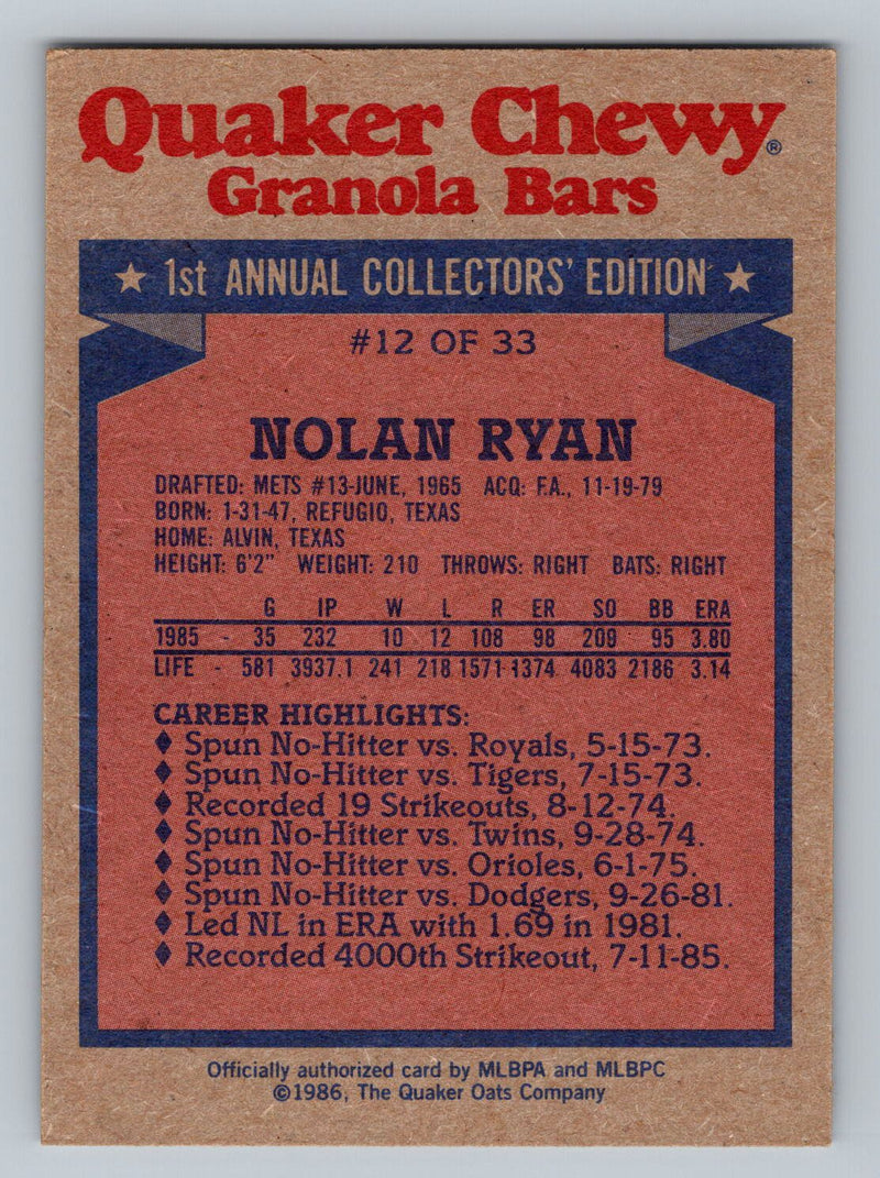 1986 Topps Quaker Granola 