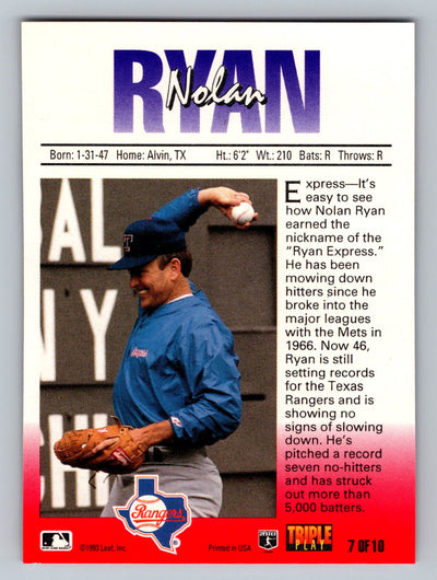 1993 Triple Play #7 Nolan Ryan Nicknames