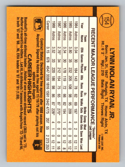 1989 Donruss #154 Nolan Ryan