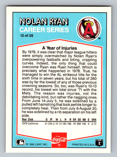 1992 Donruss Coca-Cola Nolan Ryan #12 Nolan Ryan