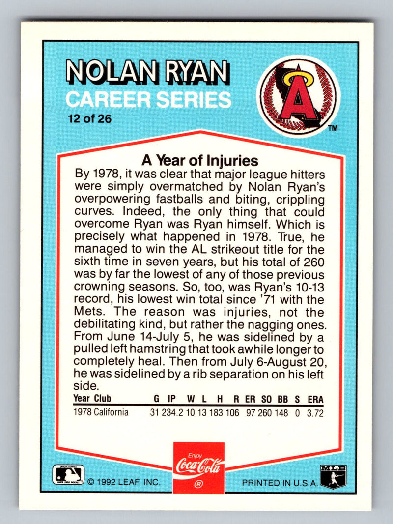 1992 Donruss Coca-Cola Nolan Ryan 