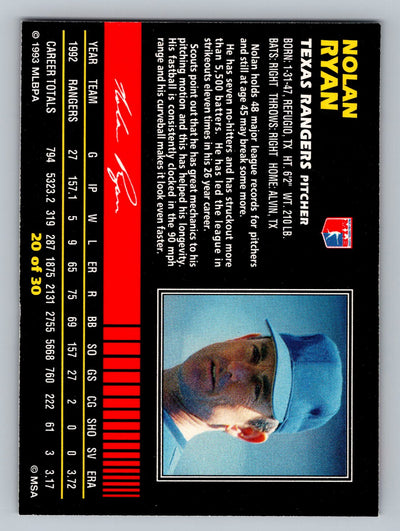 1993 Post Cereal #20 Nolan Ryan