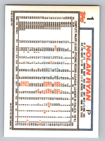 1992 Topps #1 Nolan Ryan