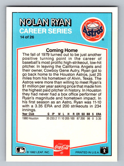 1992 Donruss Coca-Cola Nolan Ryan #14 Nolan Ryan