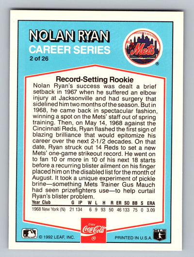 1992 Donruss Coca-Cola Nolan Ryan #2 Nolan Ryan