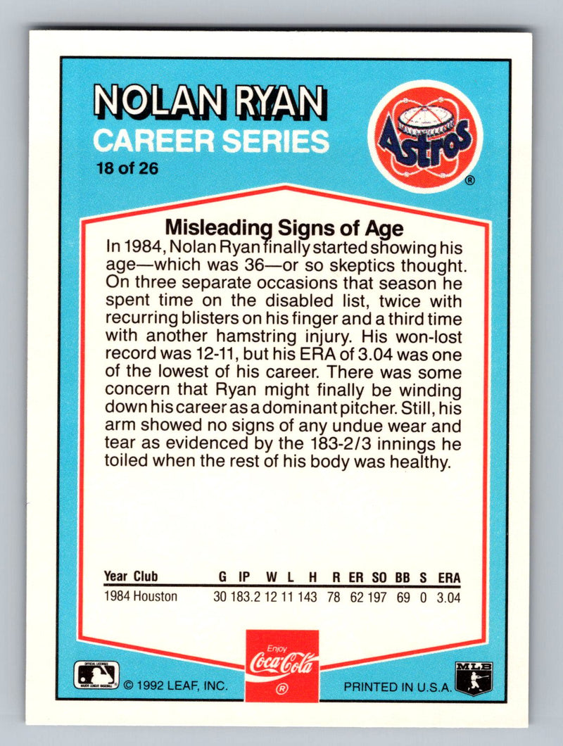 1992 Donruss Coca-Cola Nolan Ryan 