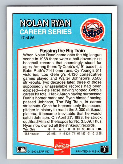 1992 Donruss Coca-Cola Nolan Ryan #17 Nolan Ryan