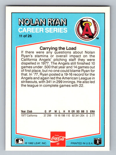 1992 Donruss Coca-Cola Nolan Ryan #11 Nolan Ryan