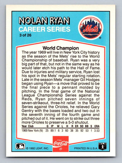 1992 Donruss Coca-Cola Nolan Ryan #3 Nolan Ryan