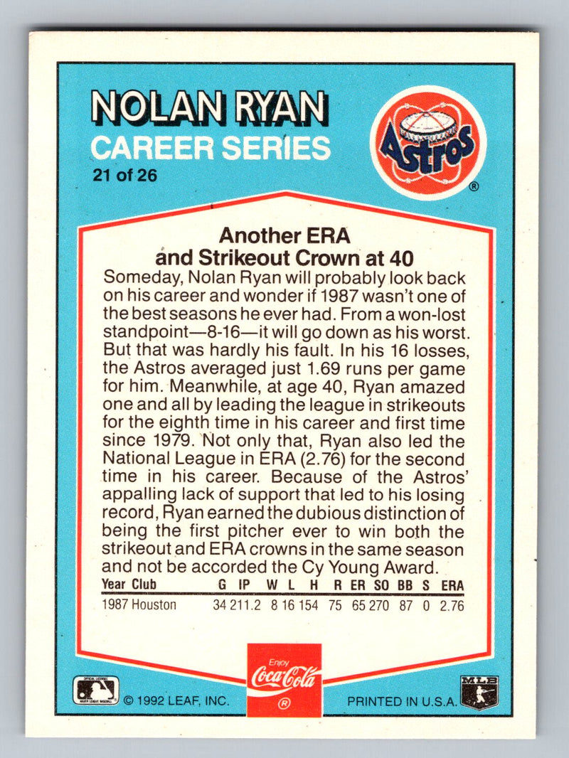 1992 Donruss Coca-Cola Nolan Ryan 