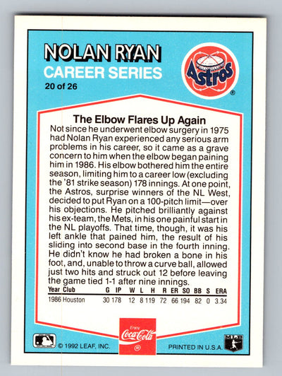 1992 Donruss Coca-Cola Nolan Ryan #20 Nolan Ryan