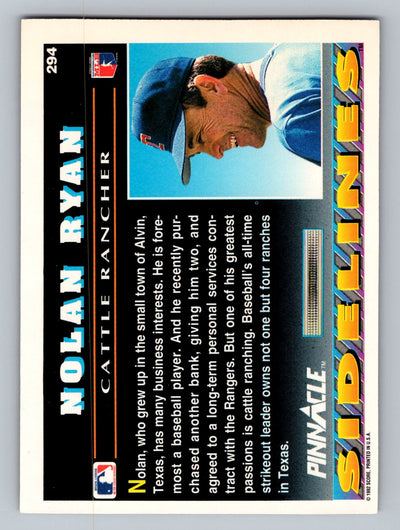 1992 Pinnacle #294 Nolan Ryan