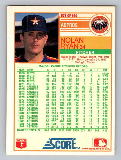 1988 Score #575 Nolan Ryan