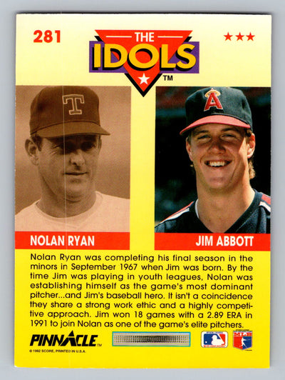 1992 Pinnacle #281 Jim Abbott / Nolan Ryan