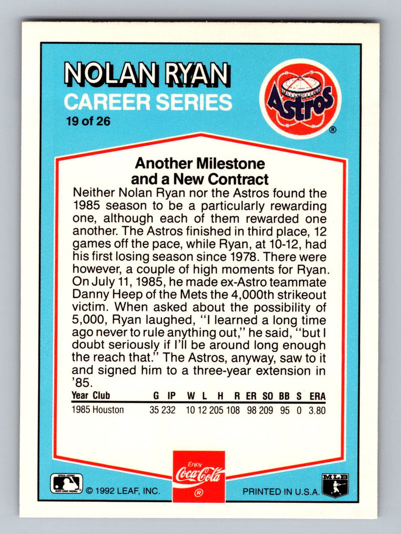 1992 Donruss Coca-Cola Nolan Ryan 