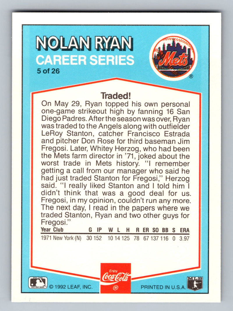 1992 Donruss Coca-Cola Nolan Ryan 