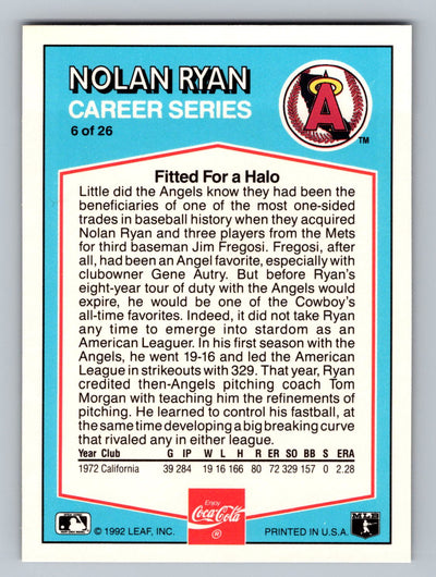 1992 Donruss Coca-Cola Nolan Ryan #6 Nolan Ryan