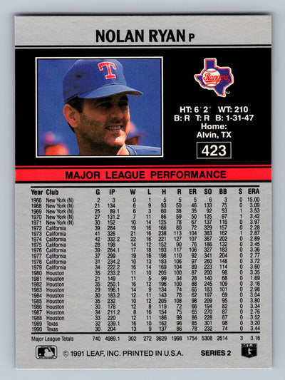 1991 Leaf #423 Nolan Ryan