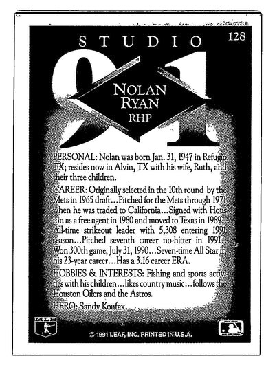 1991 Studio #128 Nolan Ryan