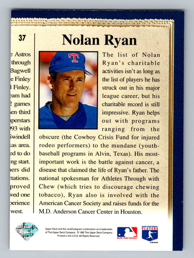 1993 Upper Deck #37 Nolan Ryan Gold Hologram