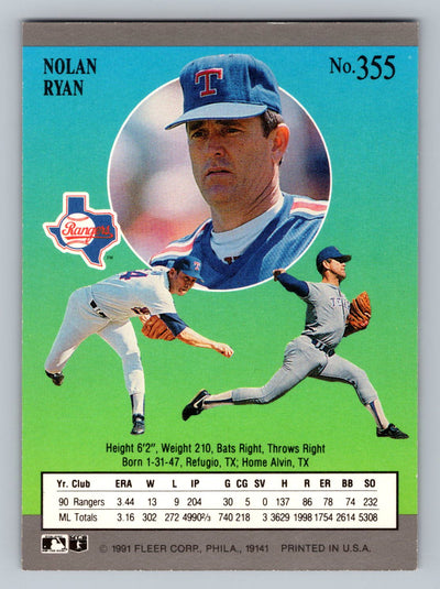 1991 Ultra #355 Nolan Ryan