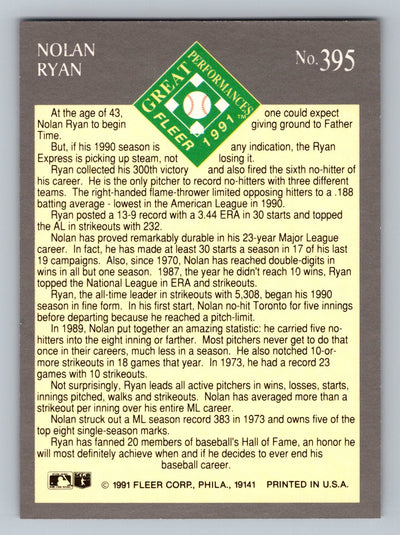 1991 Ultra #395 Nolan Ryan